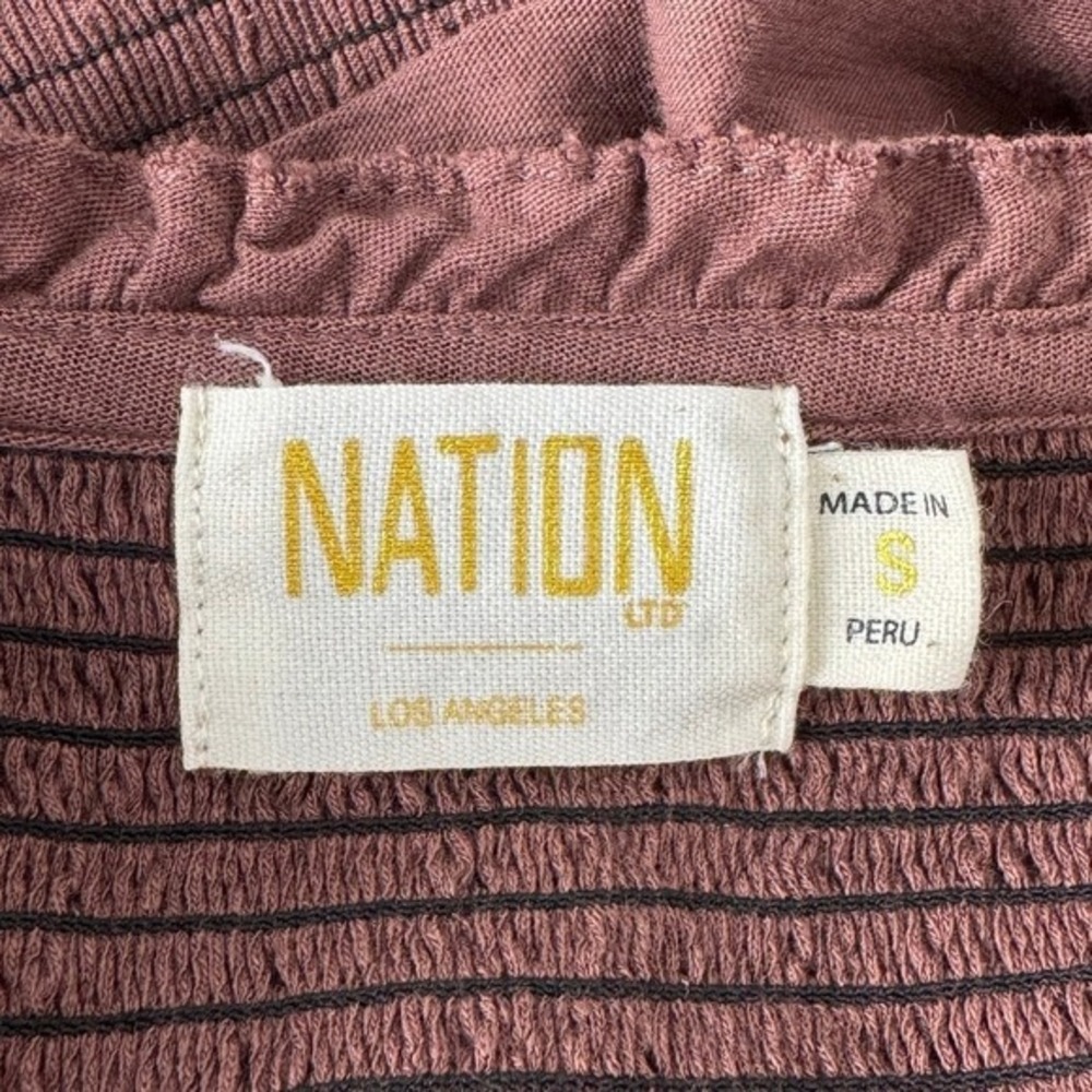 Nation LTD Abby Smocked Mini Dress Small Mauve Ruffle Long Sleeve Boho Romantic - Picture 11 of 13